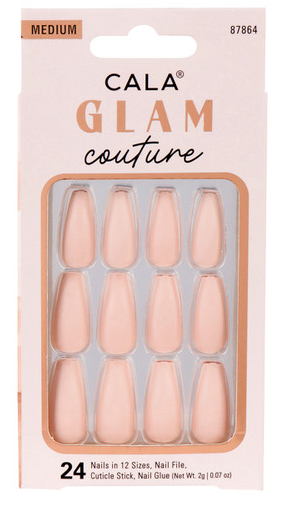 Cala Glam Couture Press-On Nails | Medium Matte Nude Coffin Shape